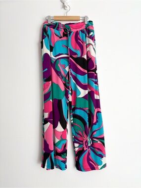 Vintage 90s Beach Break Psychedelic Wide Leg Palazzo Pants Resortcore XL
